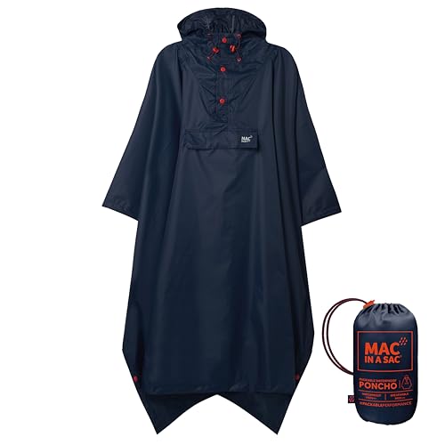 Mac in a Sac Poncho imperméable pliable pour homme et femme, léger, coupe-vent et respirant, veste imperméable avec capuche et sangles de poignet pour le cyclisme