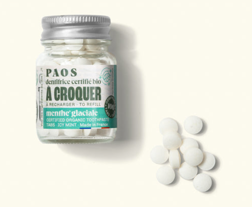 PAOS - Dentifrice à croquer BIO - menthe glaciale - travel- 100 comprimés 30g